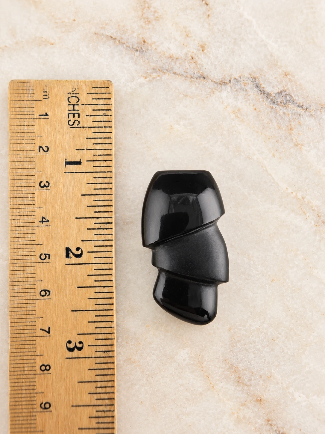 Sculpted Black Jade Cabochon, height