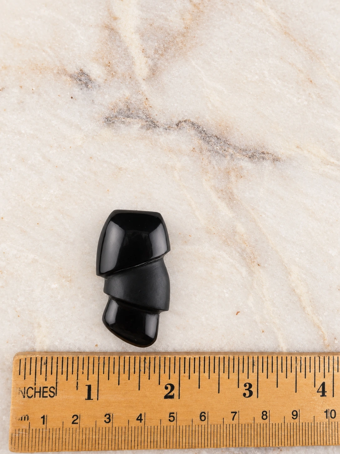 Sculpted Black Jade Cabochon, width
