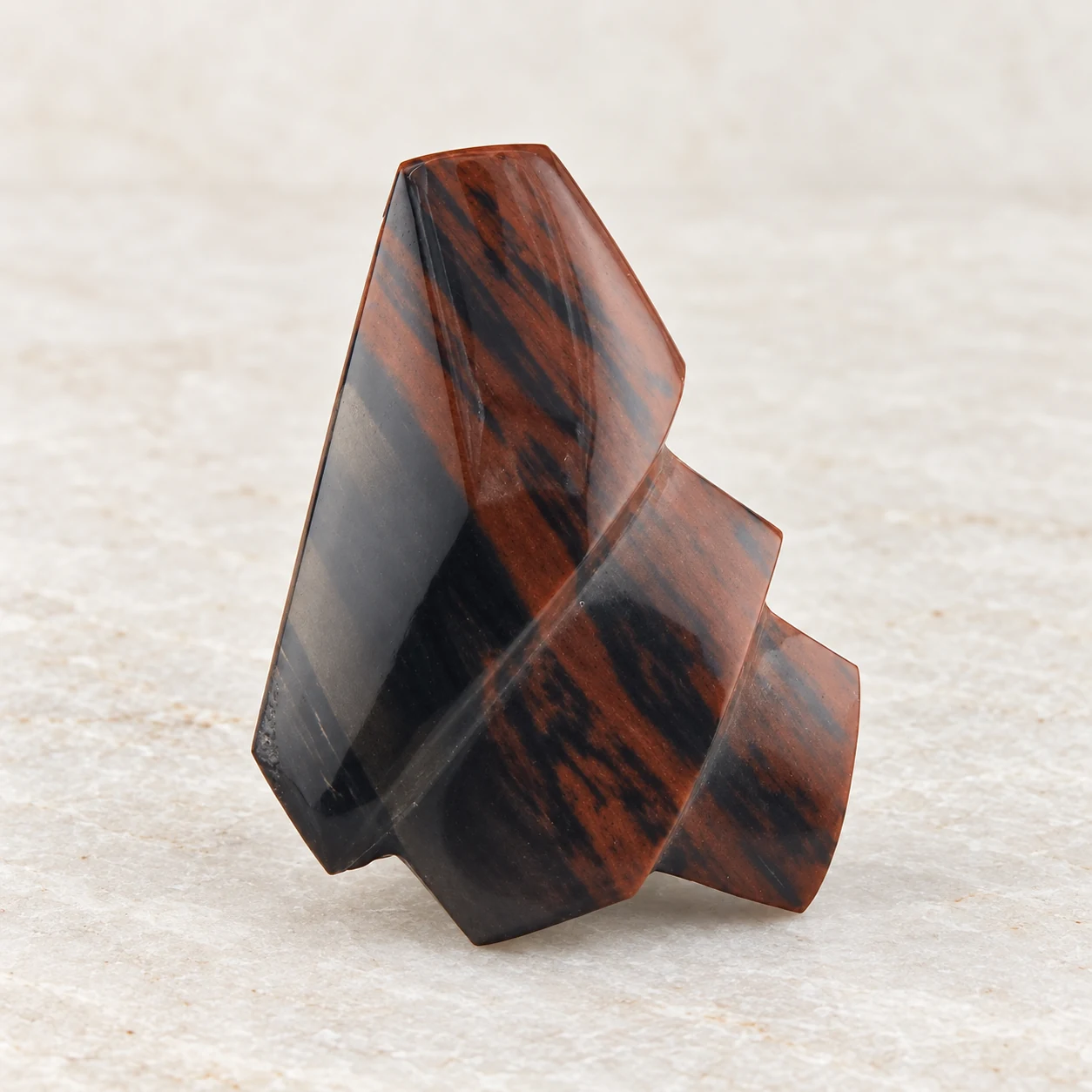 Sculpted Mahogany Obsidian Cabochon, full view