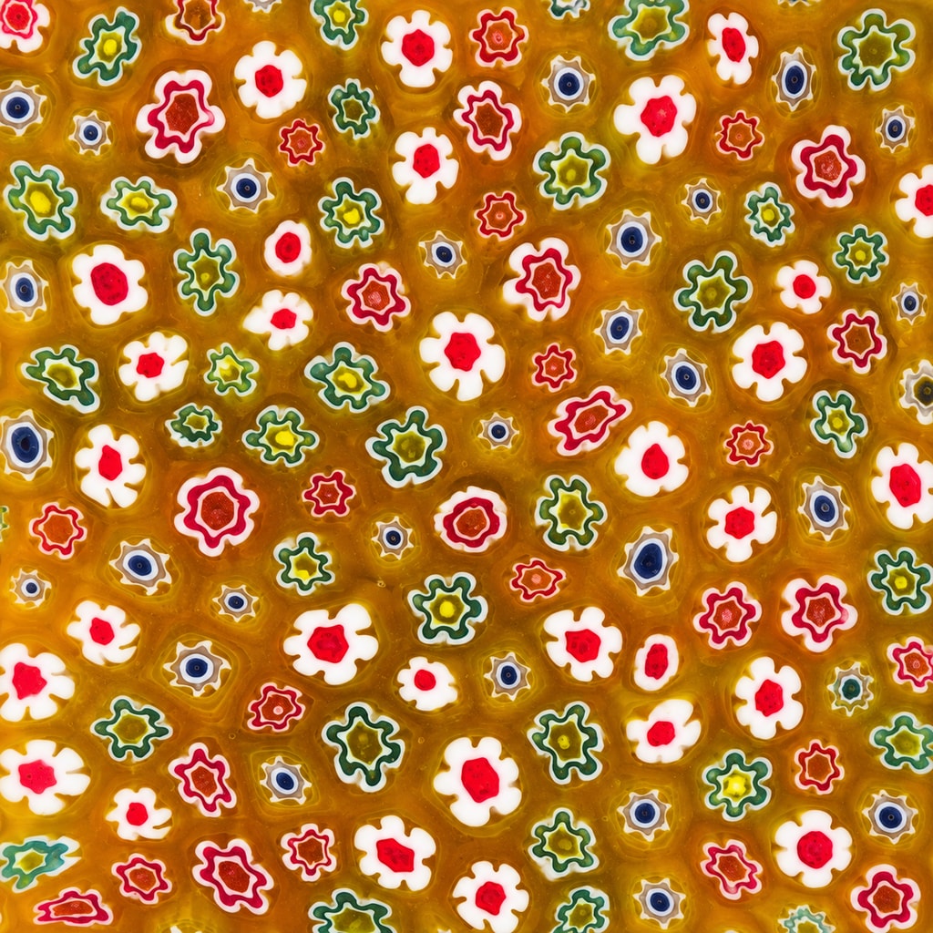 Millefiori glass representative material for a custom necklace or cabochon